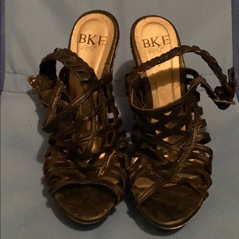 Black Bke Platform Snake Pattern Heels - image 1